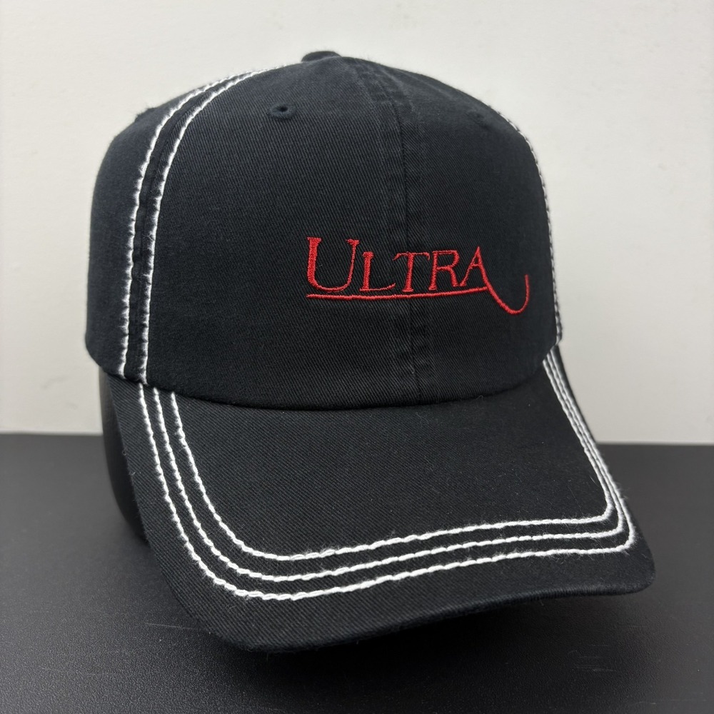 Vintage Michelob Ultra Hat Black Contrast Stitch Red Logo Strapback Dad Cap OSFM